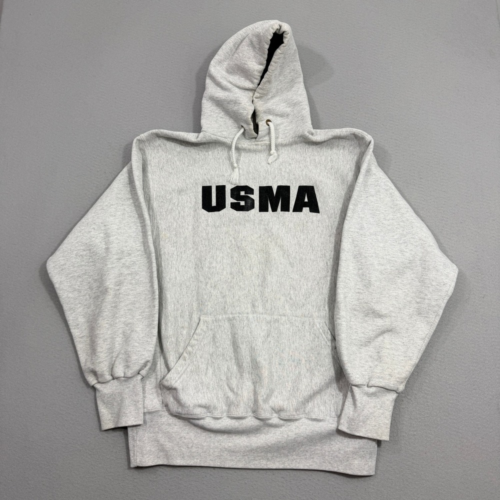 Vintage Bistex Hoodie XL Gray USMA West Point Reverse Weave Heavyweight Fleece